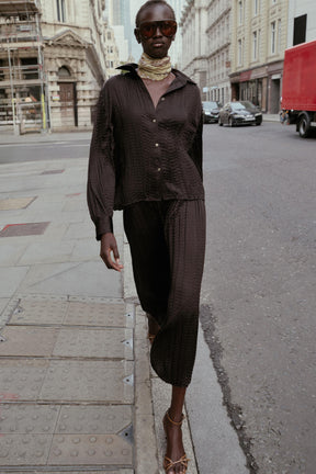 Oversize Crinkle-Effect Satin Shirt