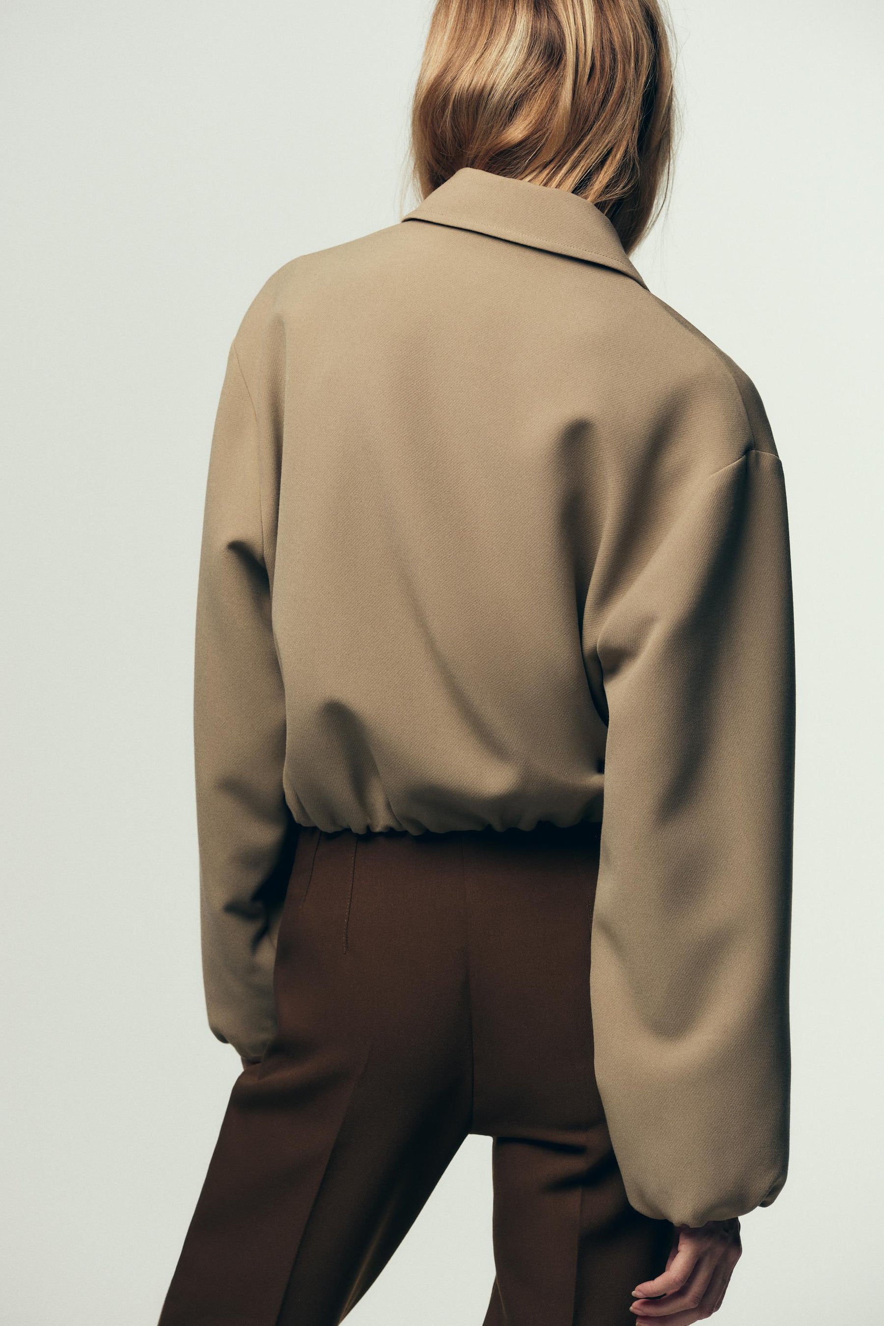 Puff-Sleeve Bomber Jacket