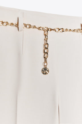 Cropped Trousers with Chain