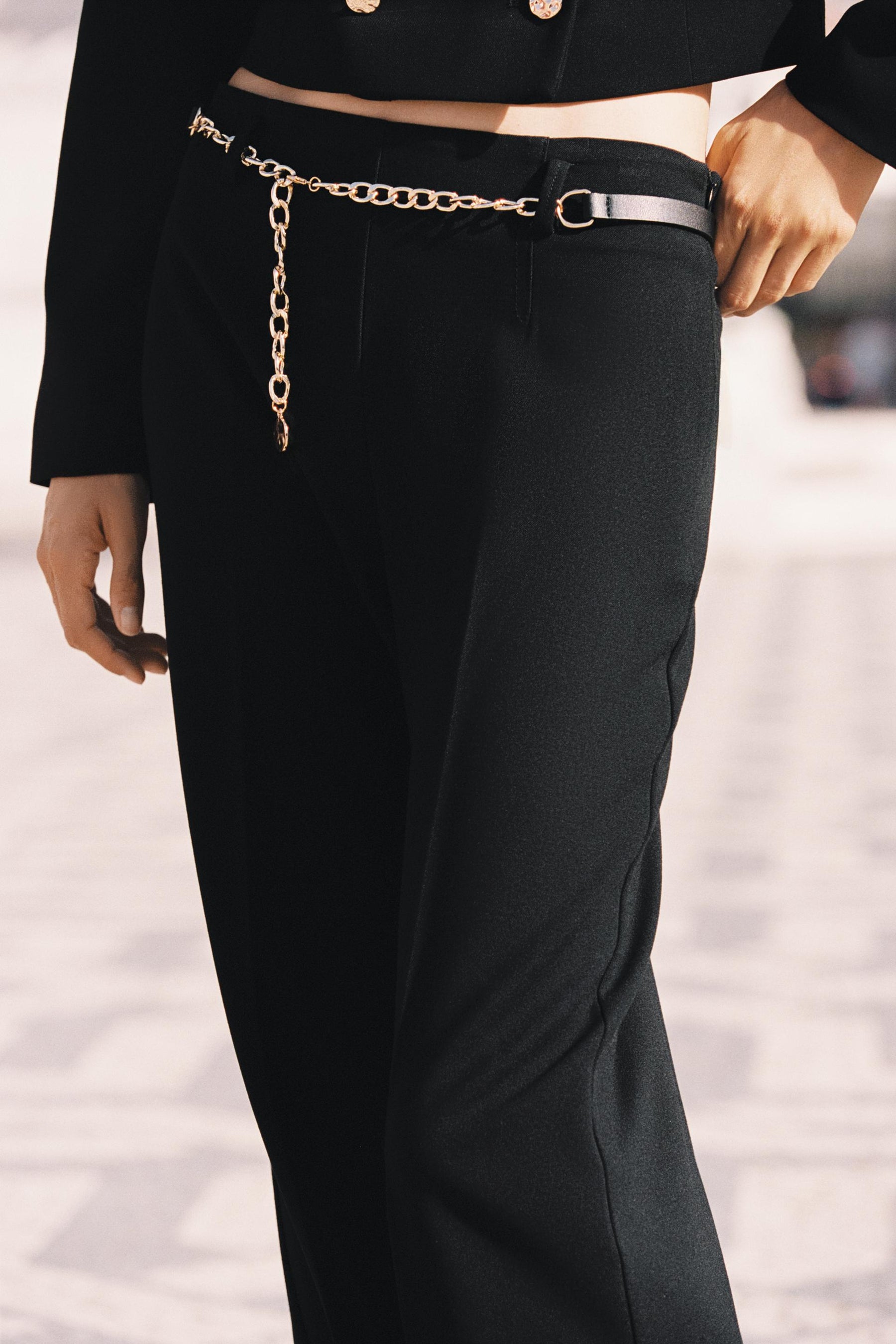 Cropped Trousers with Chain