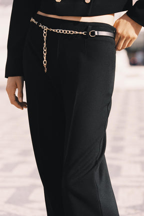 Cropped Trousers with Chain