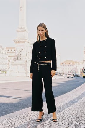 Cropped Trousers with Chain