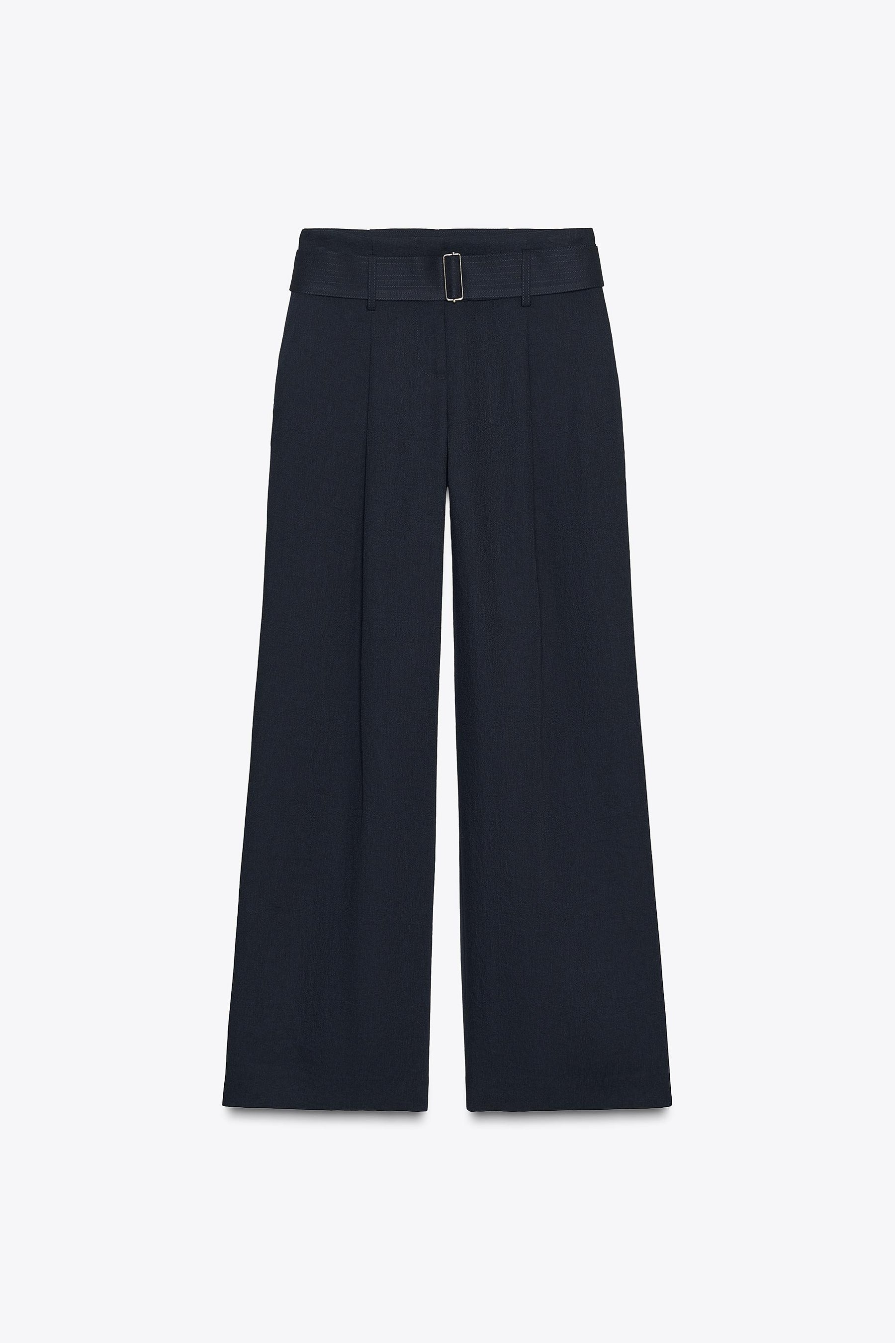 Wide-Leg Belted Trousers