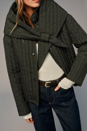 QUILTED JACKET WITH DETACHABLE SCARF - Image 3