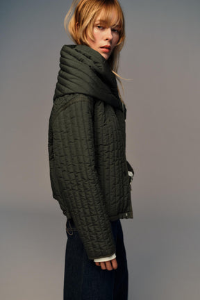Quilted jacket with scarf