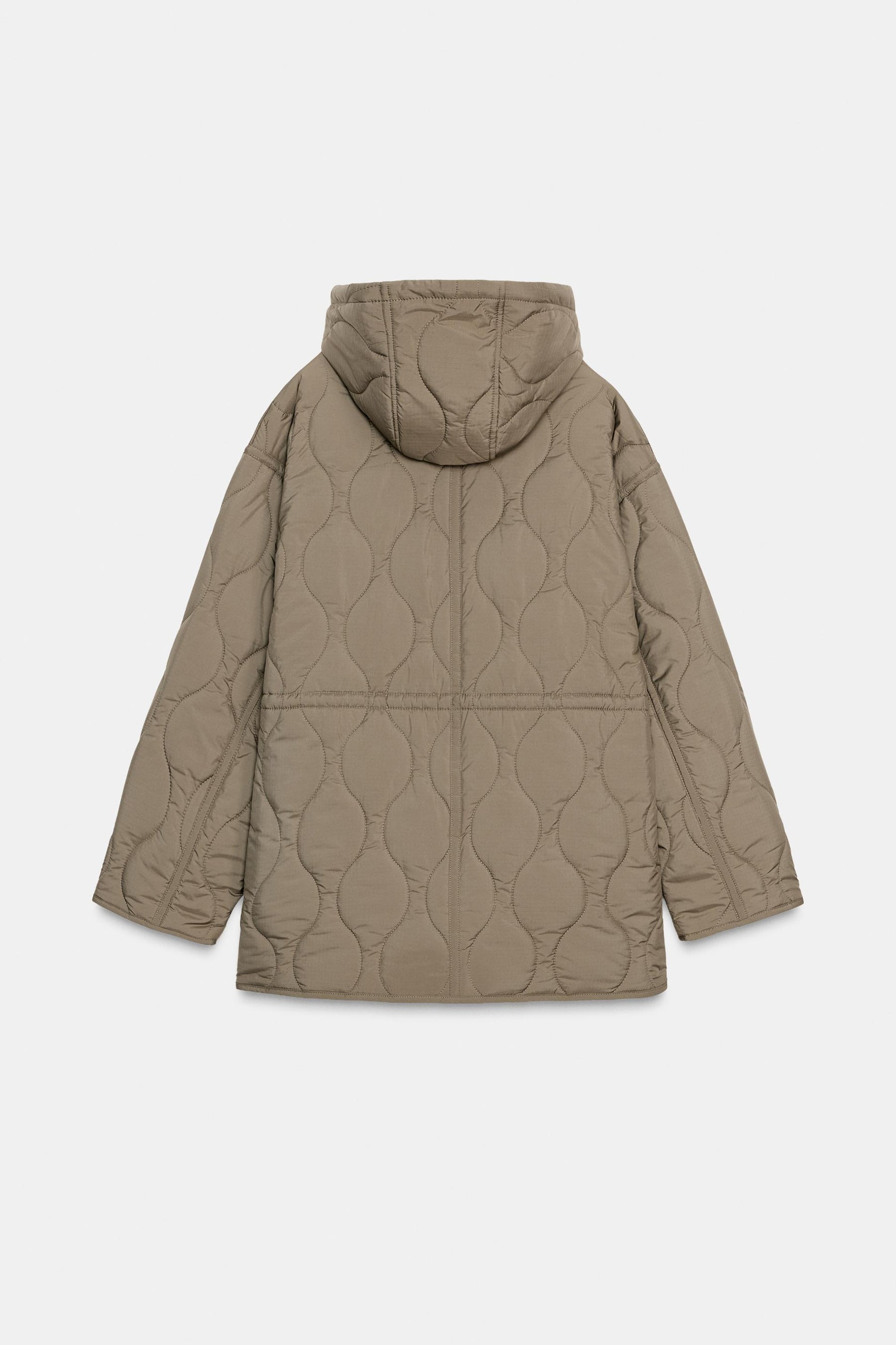 Quilted water-repellent hooded jacket