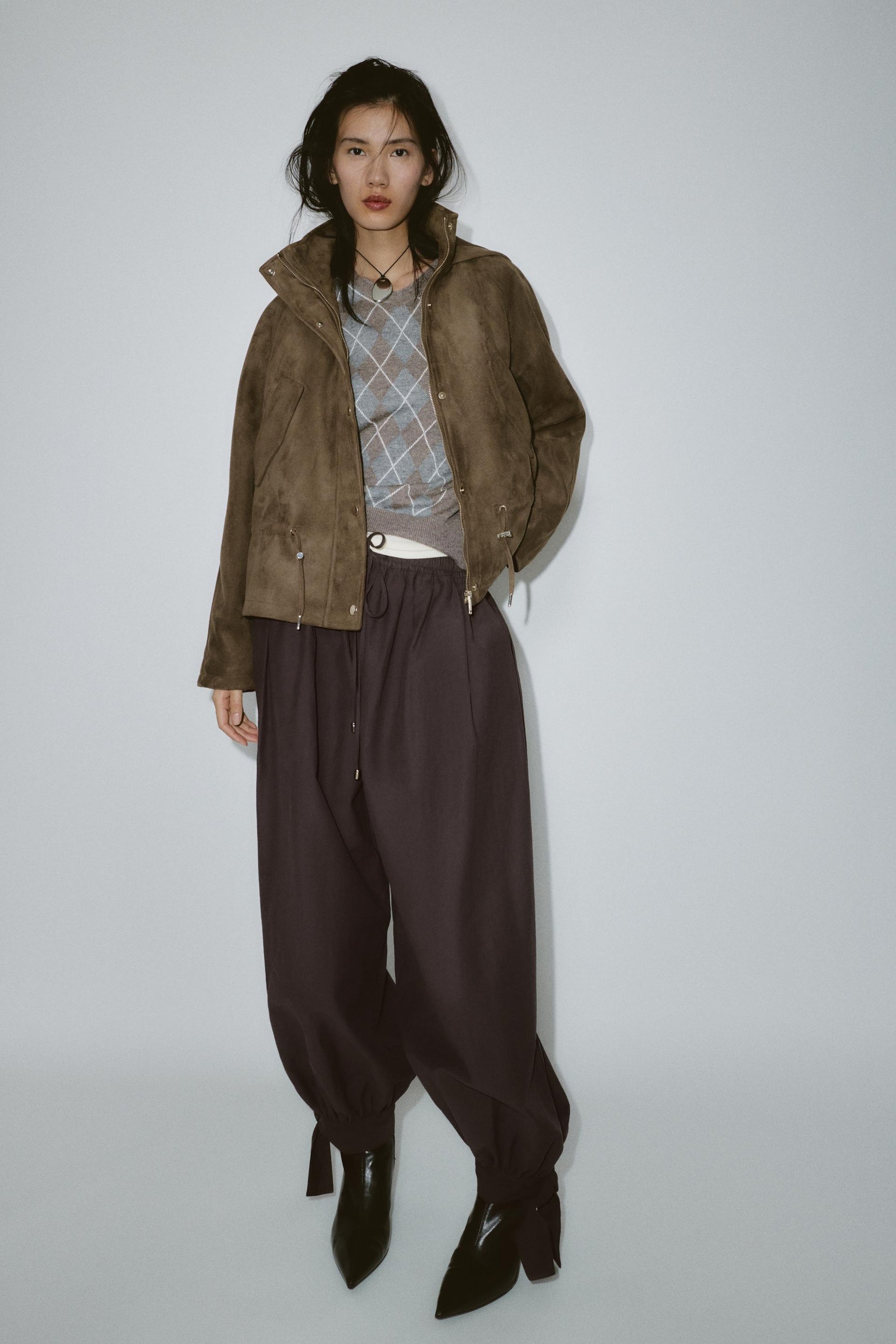 SUEDE EFFECT HOODIE JACKET - Image 1