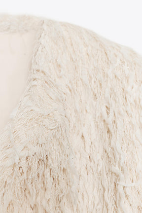 FEATHER FRINGE METALLIC THREAD JACKET - Image 9