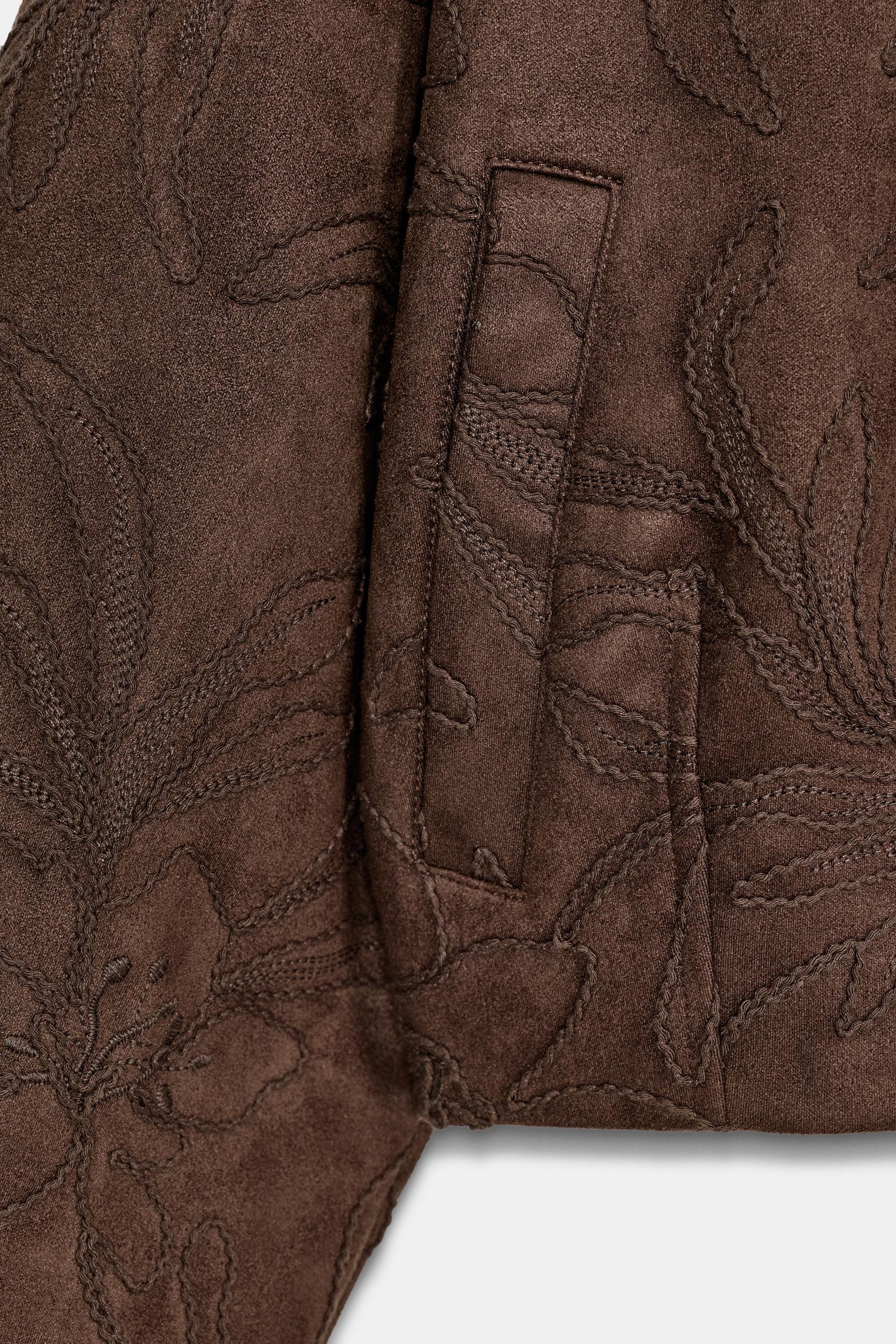 EMBROIDERED FAUX SUEDE BOMBER JACKET - Image 7