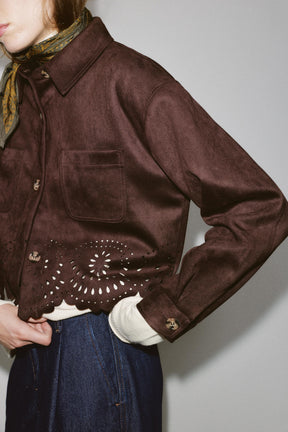 FAUX SUEDE DIE-CUT HEM JACKET - Image 3