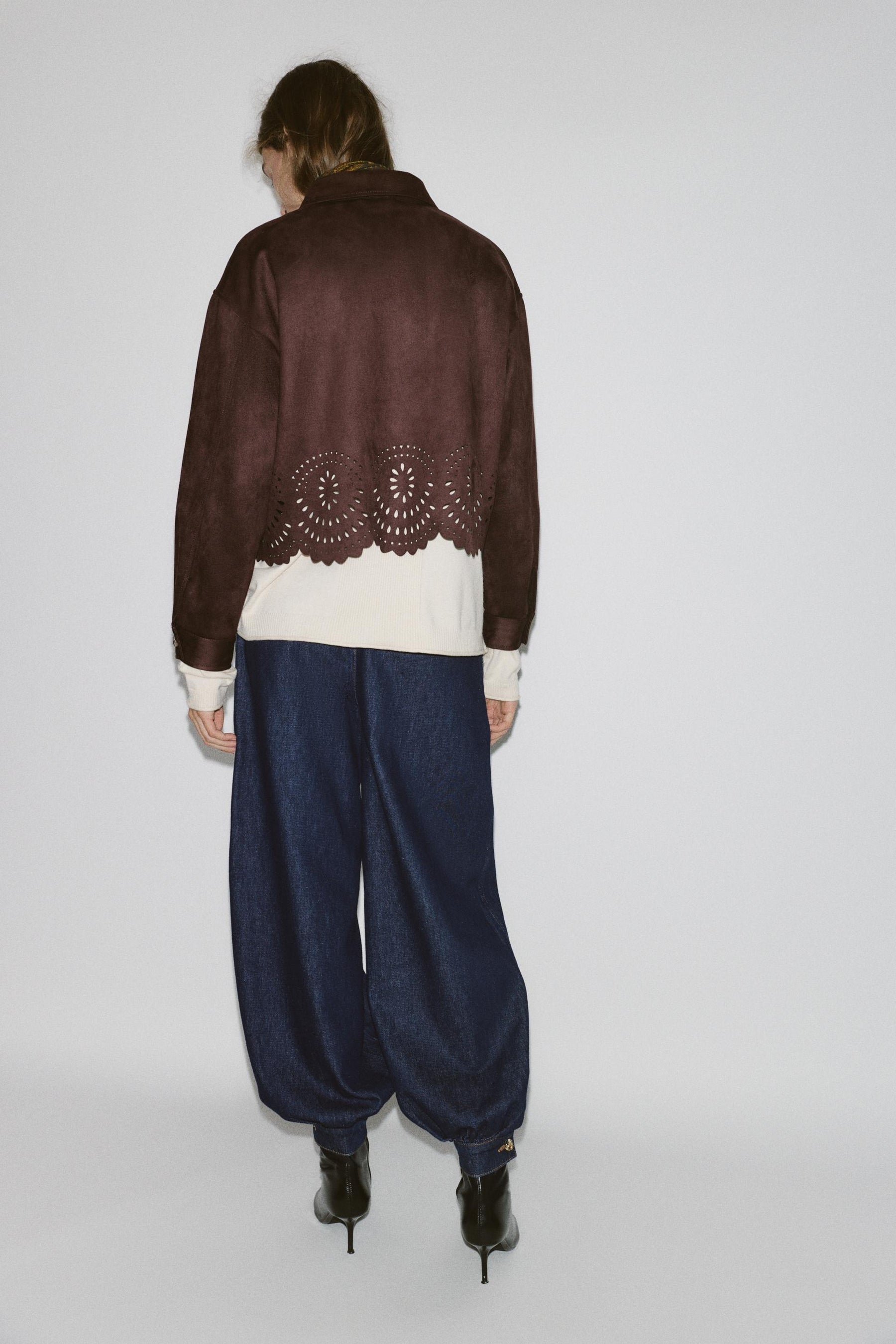 FAUX SUEDE DIE-CUT HEM JACKET - Image 4