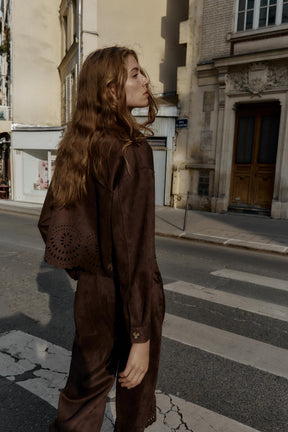 Faux Suede Die-Cut Jacket