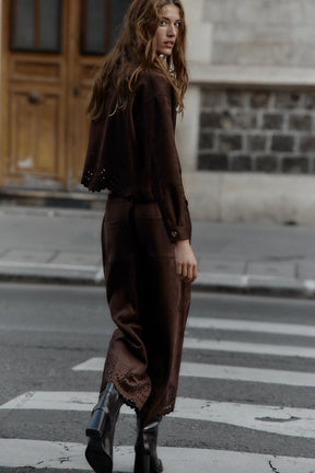 Faux Suede Die-Cut Jacket