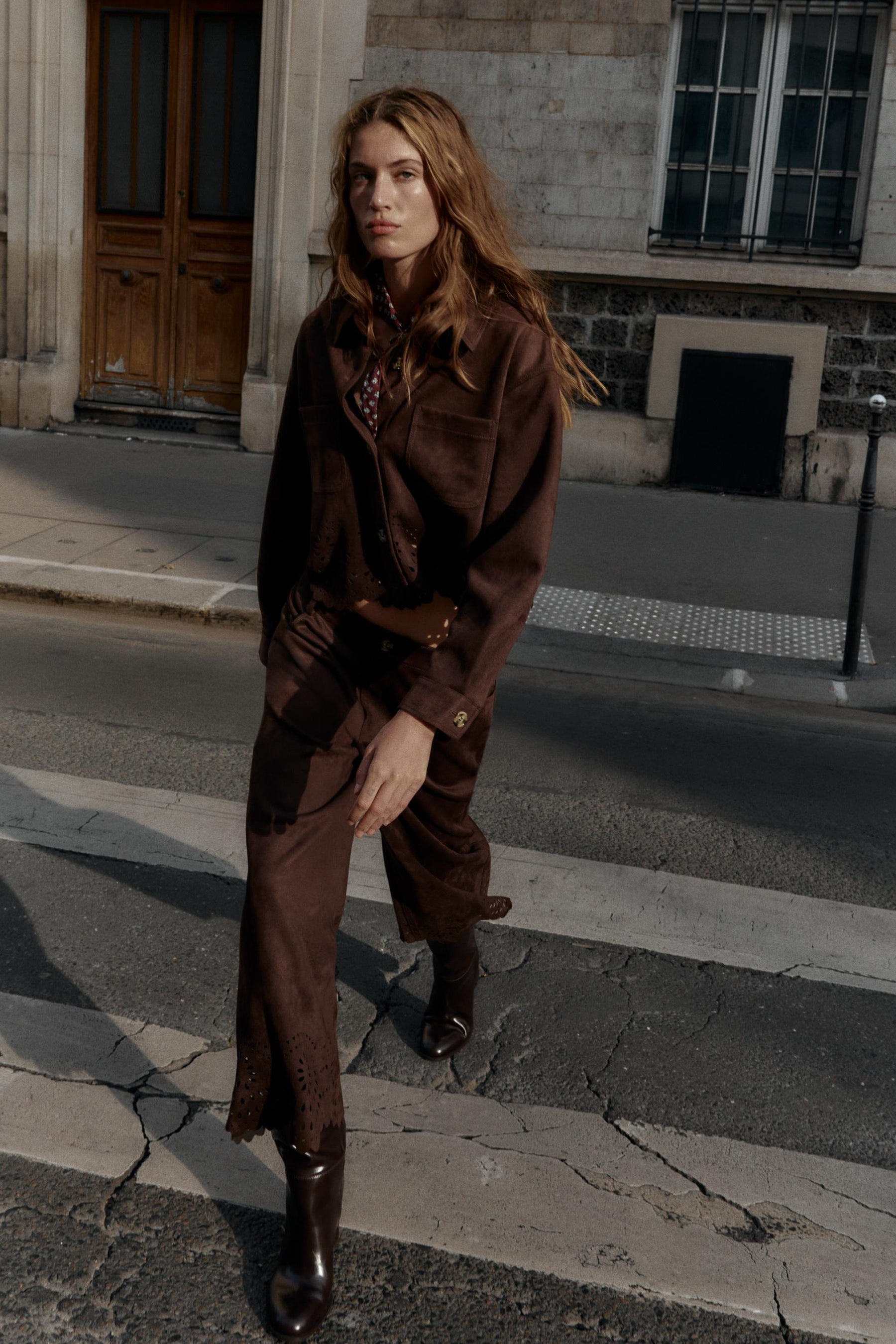 Faux Suede Die-Cut Jacket