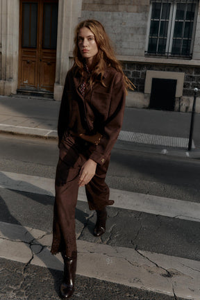 Faux Suede Die-Cut Jacket