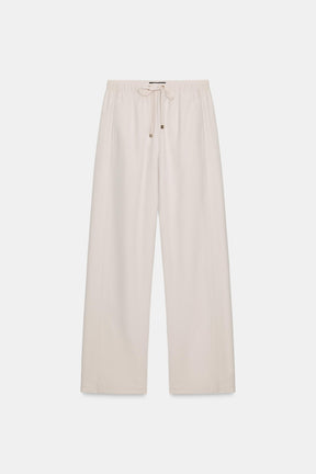 Wide-leg elastic trousers