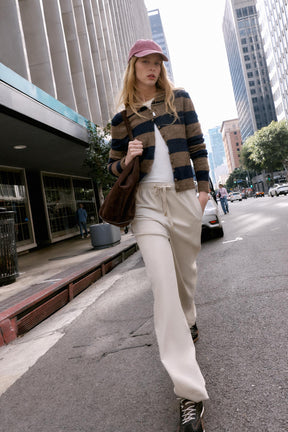 Wide-leg elastic trousers