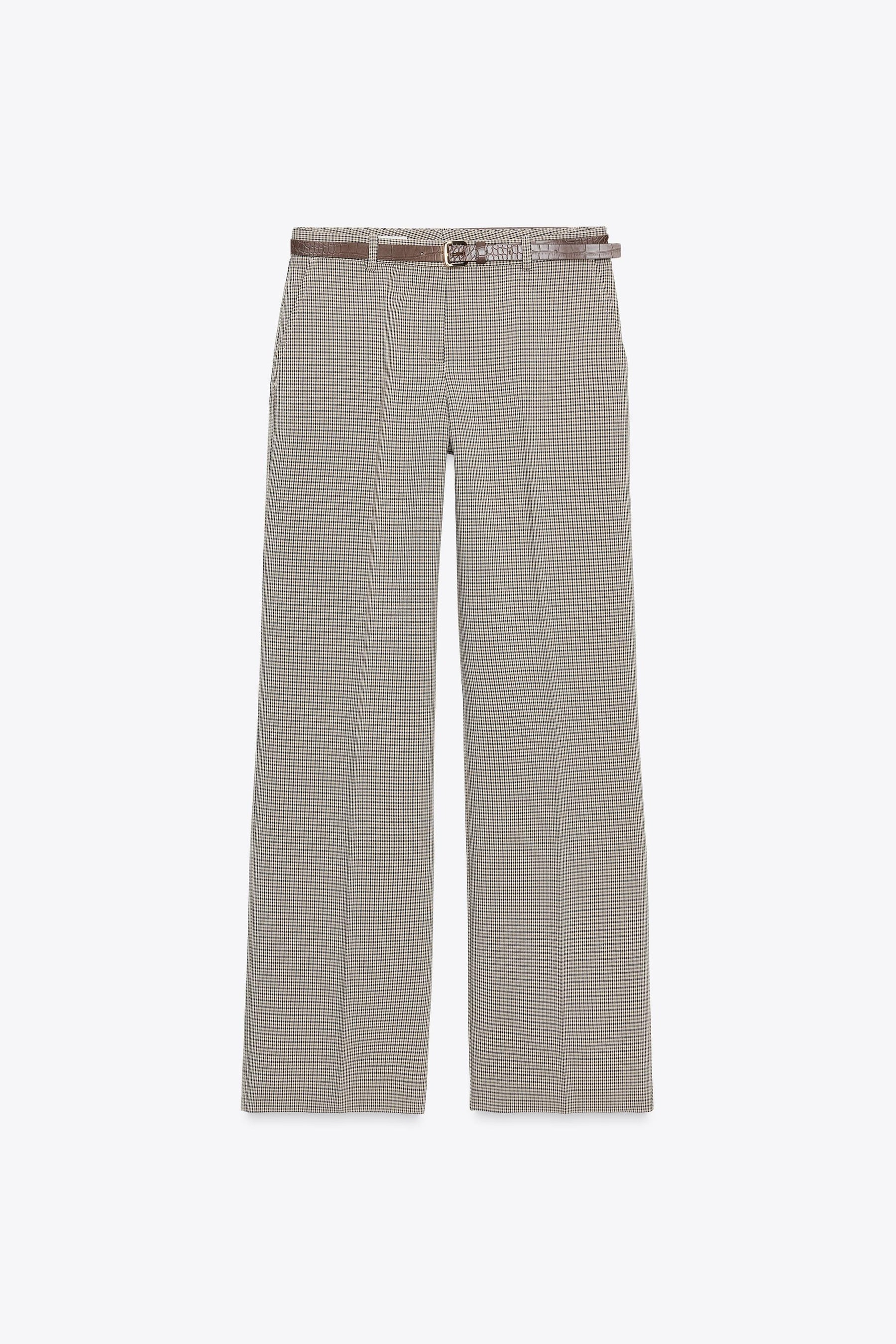 Checked Trousers with Belt