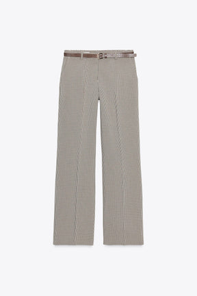 Checked Trousers with Belt