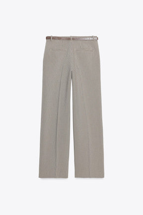 Checked Trousers with Belt