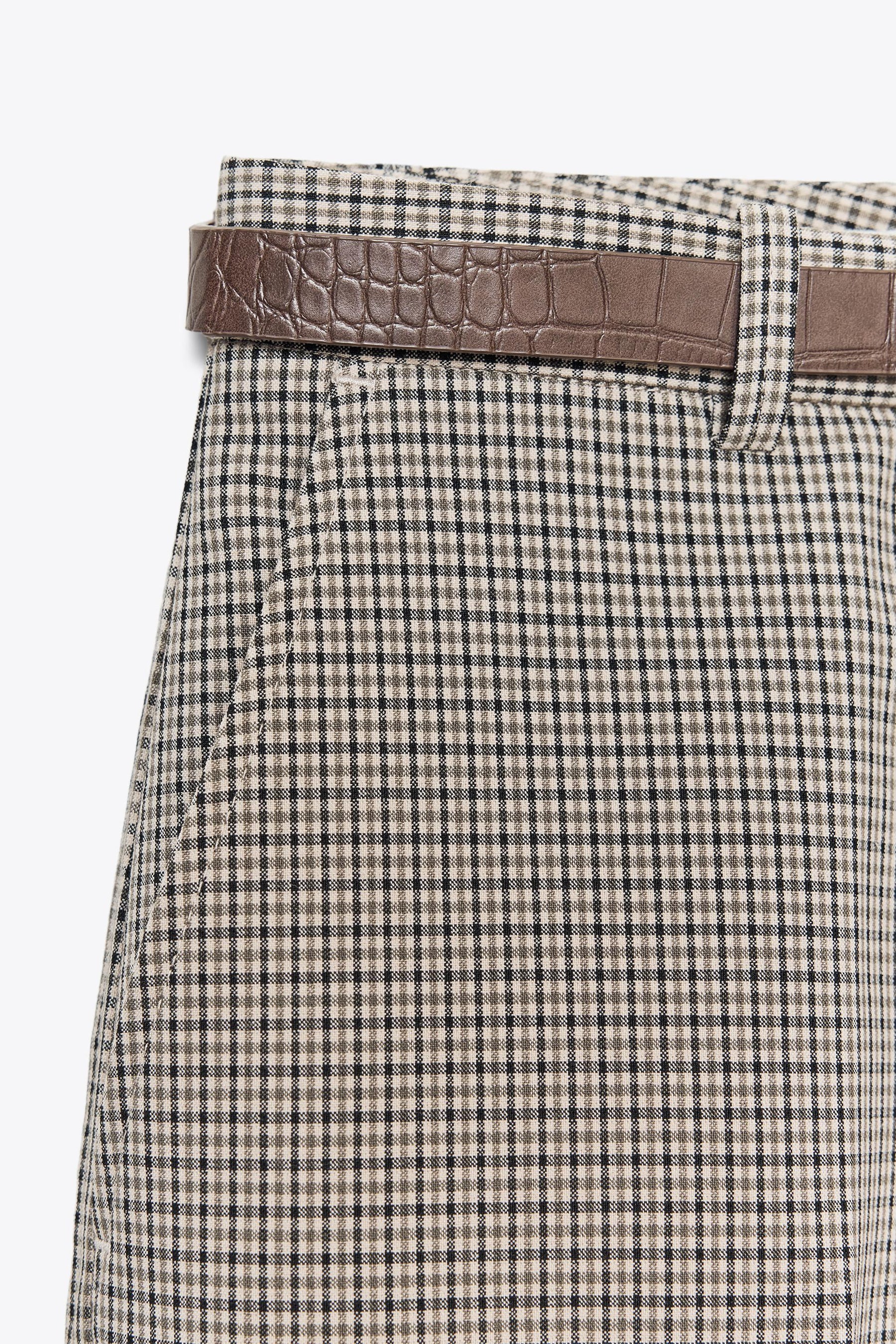 Checked Trousers with Belt