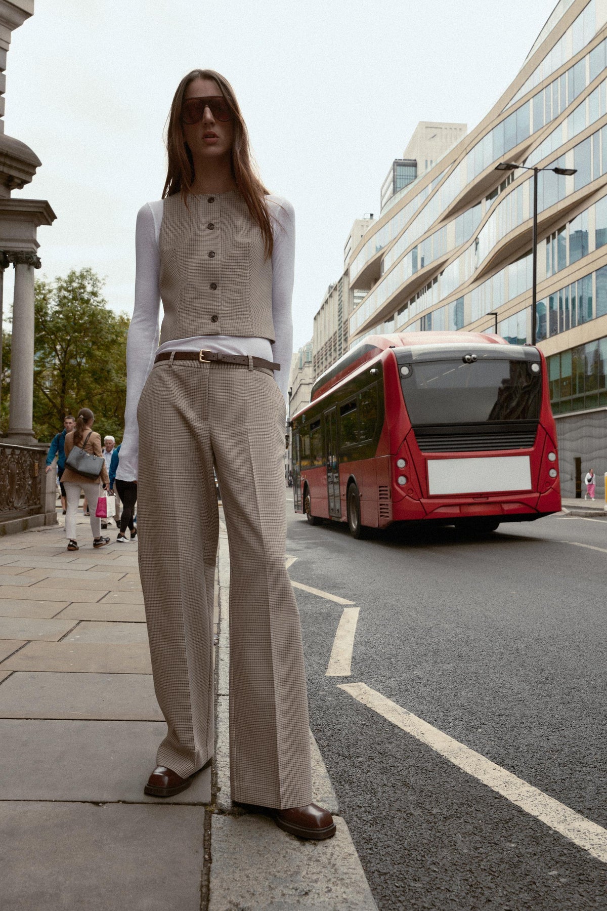 Checked Trousers with Belt