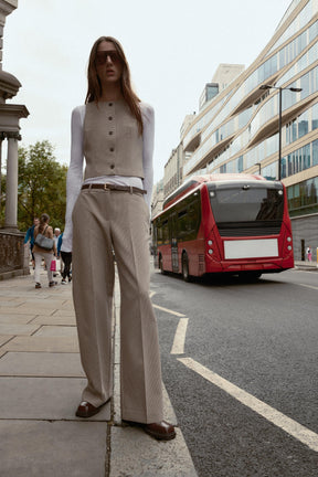 Checked Trousers with Belt