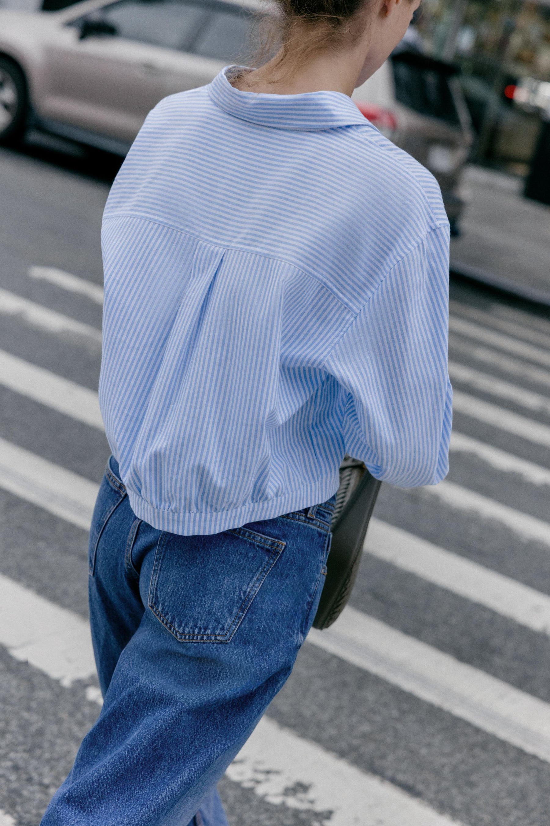 Striped Cropped Oxford Shirt