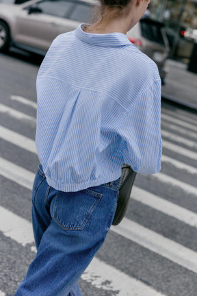 Striped Cropped Oxford Shirt
