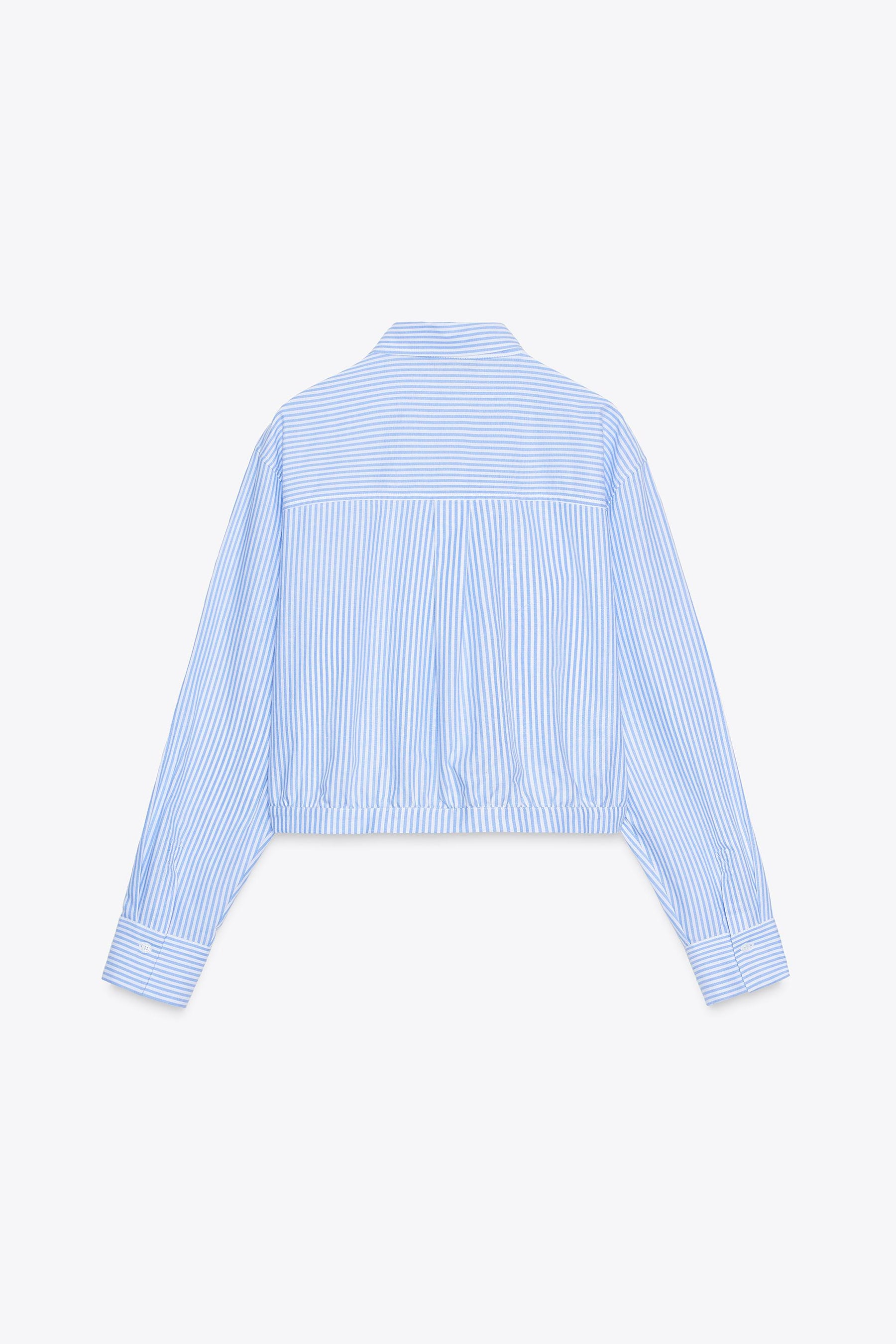 Striped Cropped Oxford Shirt