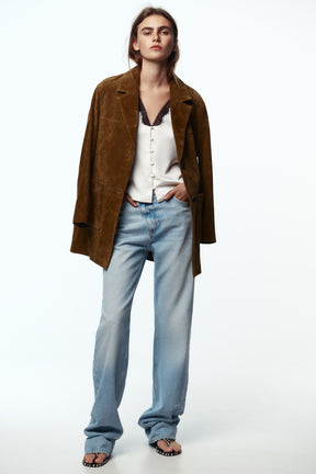 CONTRAST LACE SATIN BLOUSE