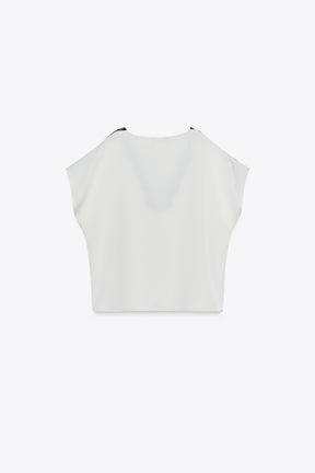 CONTRAST LACE SATIN BLOUSE