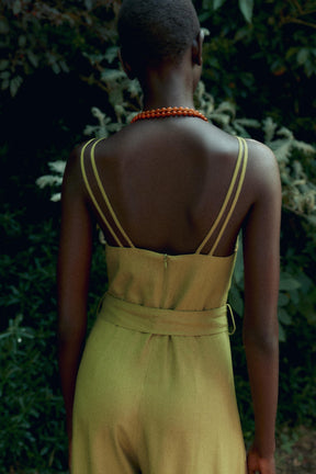 WIDE-LEG STRAPPY LINEN BLEND JUMPSUIT - Image 5