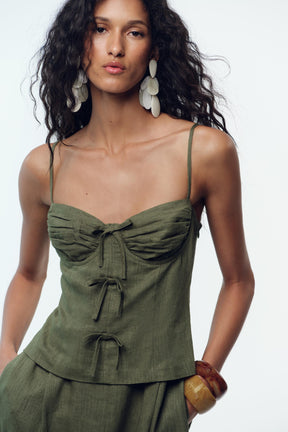 LINEN BLEND STRAPPY JUMPSUIT WITH BOWS - Image 4