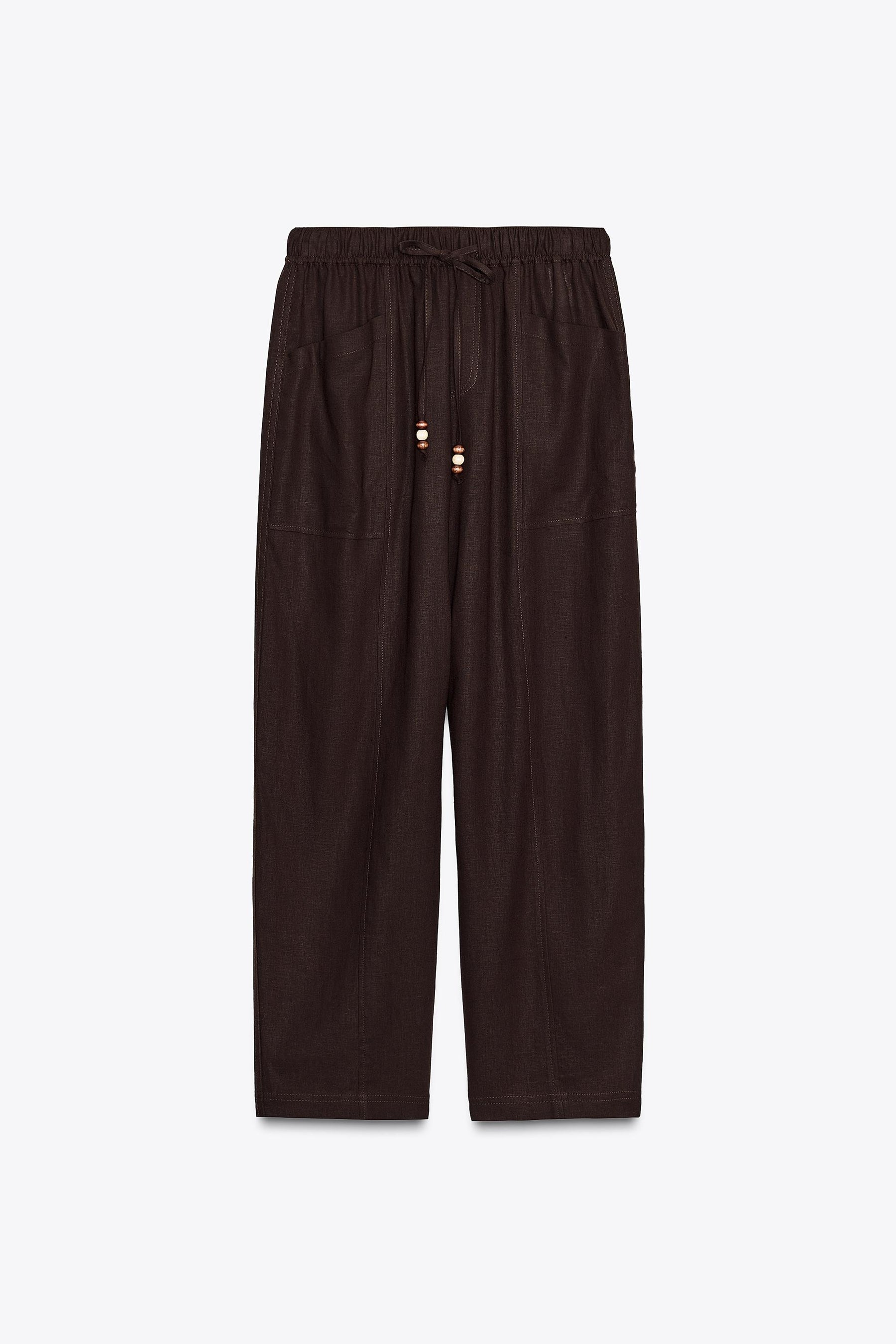 Linen Blend Drawstring Trousers