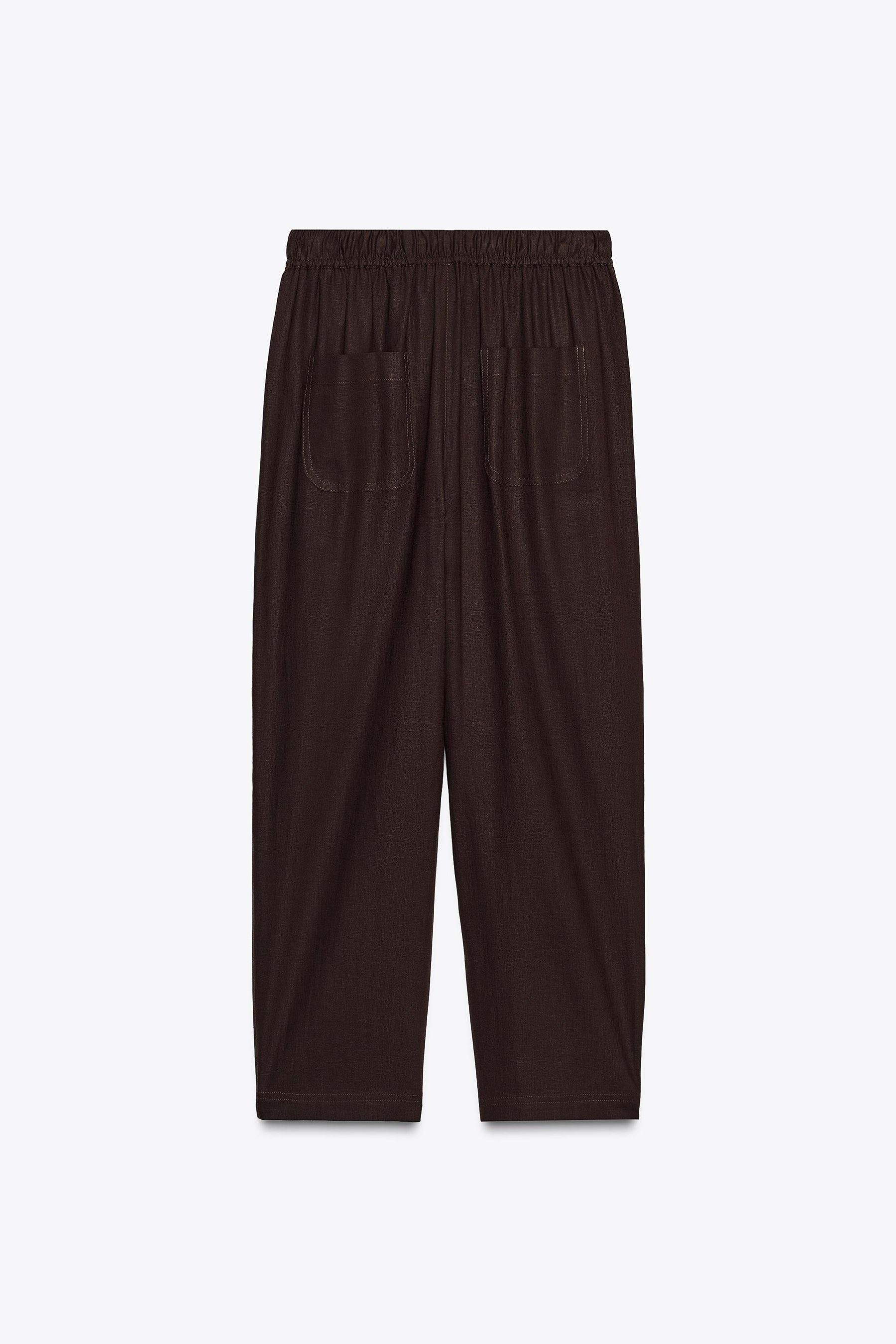 Linen Blend Drawstring Trousers