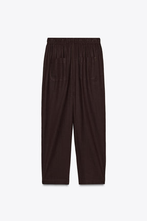 Linen Blend Drawstring Trousers