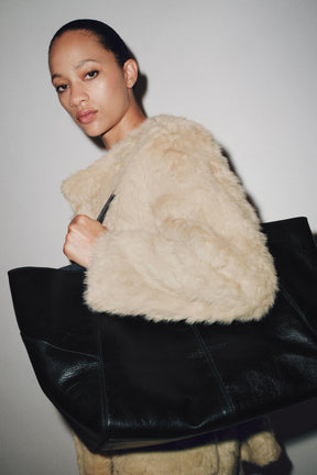 FAUX FUR COAT WITH BELT ZW COLLECTION - Image 6