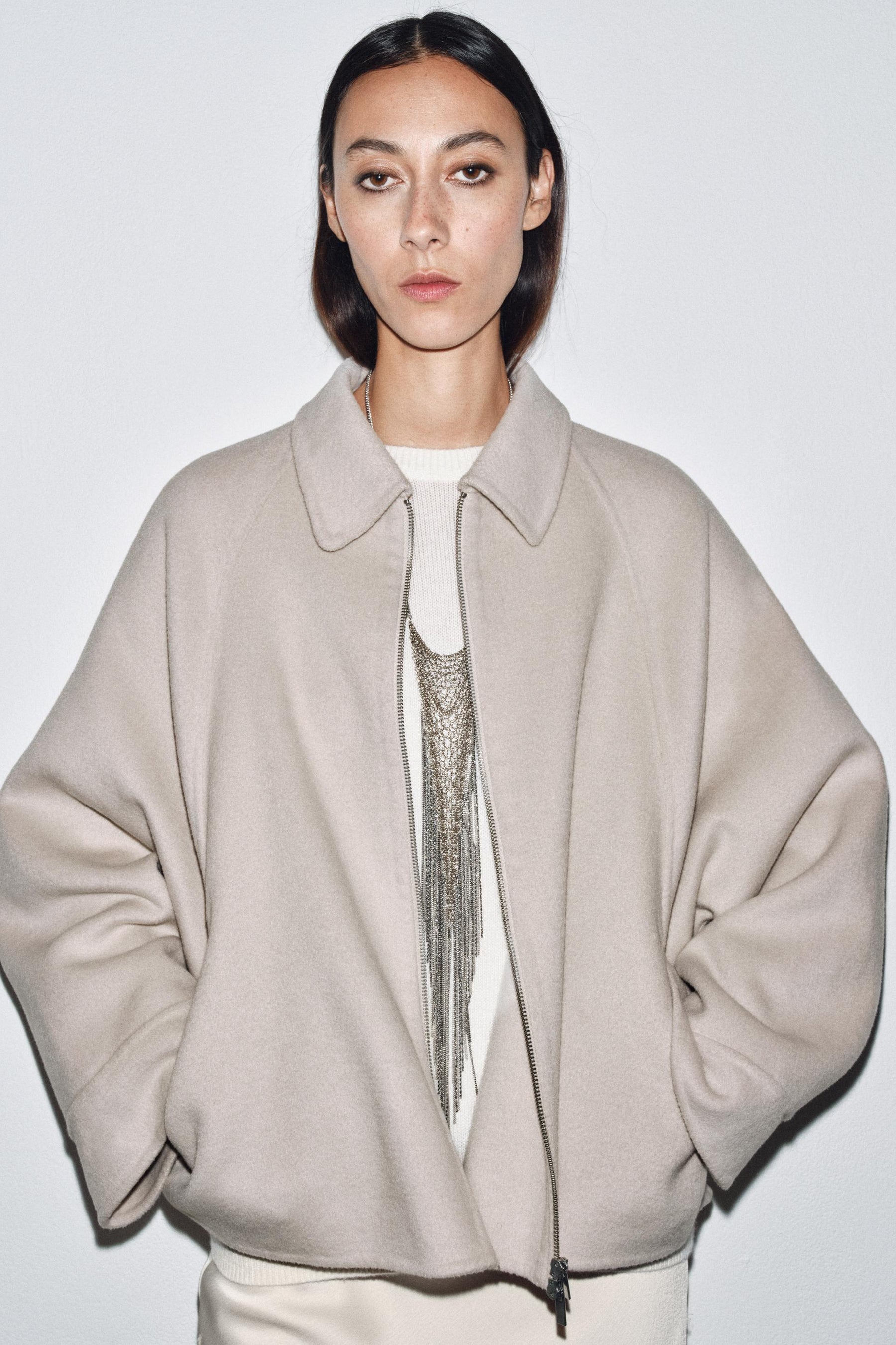 WOOL JACKET WITH ZIP ZW COLLECTION - Image 2