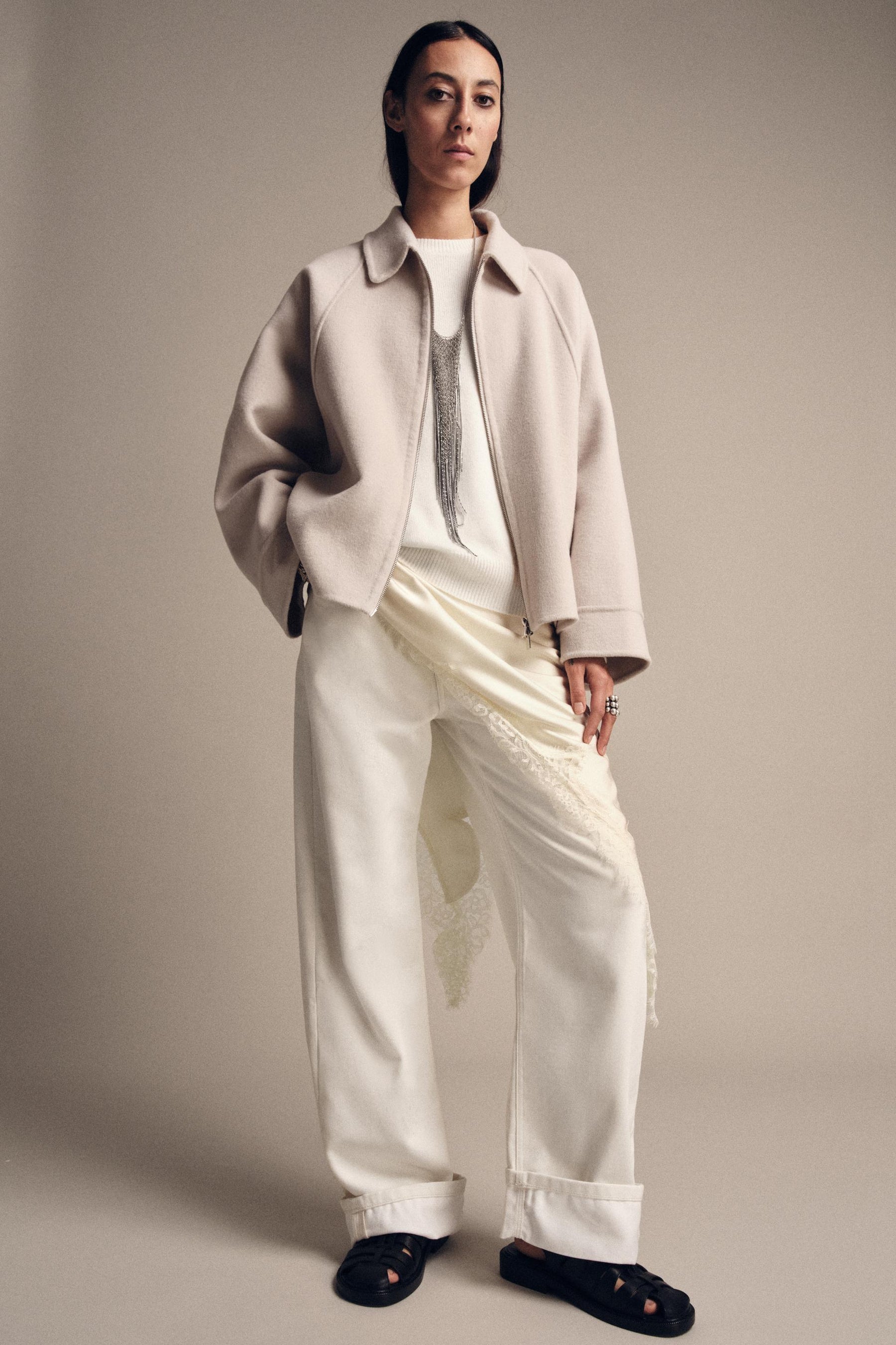 WOOL JACKET WITH ZIP ZW COLLECTION - Image 8