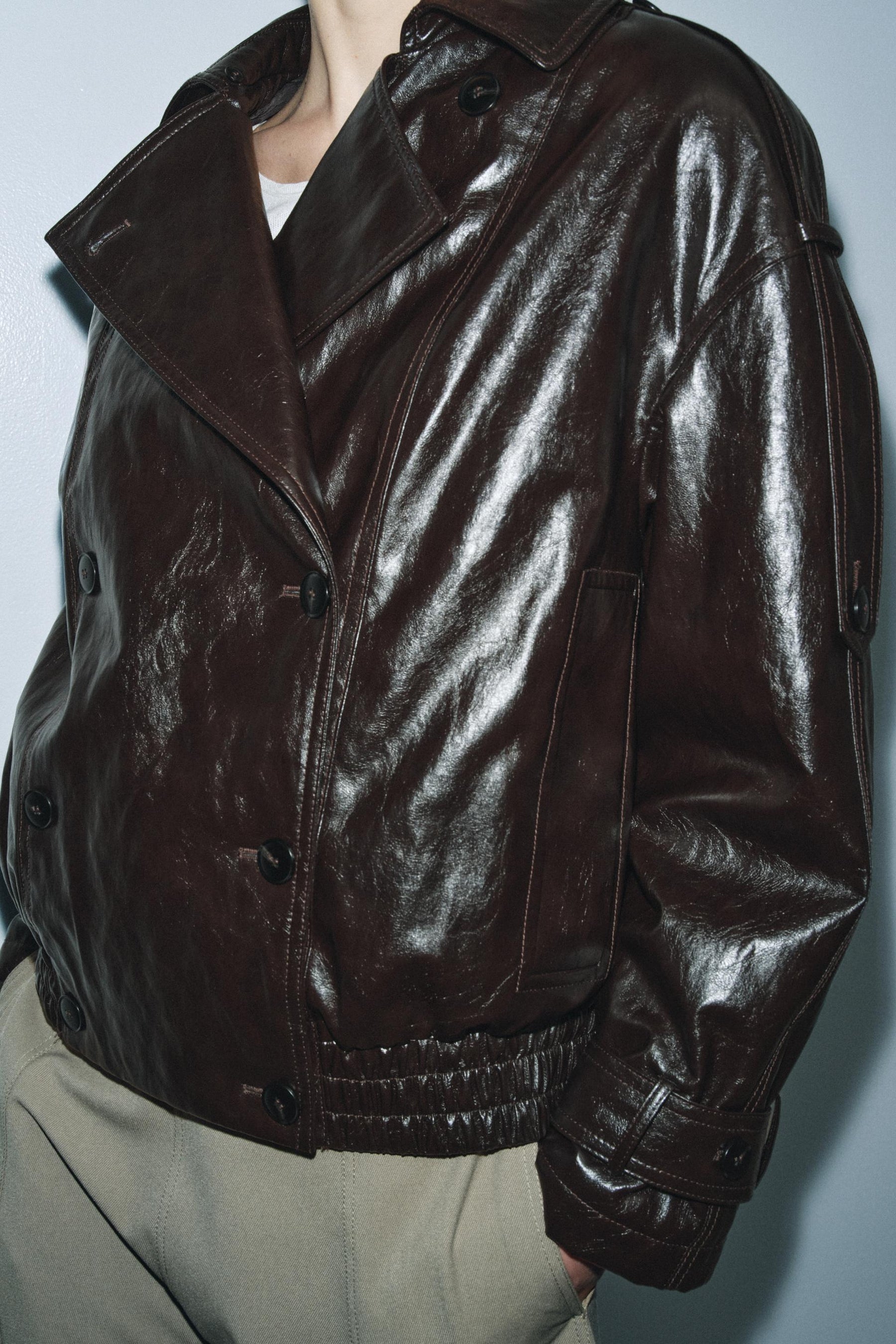 SHINY FAUX FUR COLLAR JACKET ZW COLLECTION - Image 2