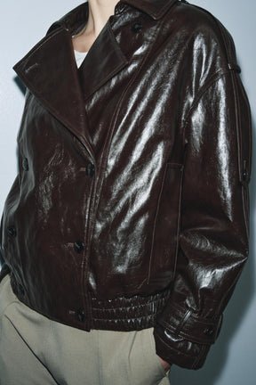 SHINY FAUX FUR COLLAR JACKET ZW COLLECTION - Image 2