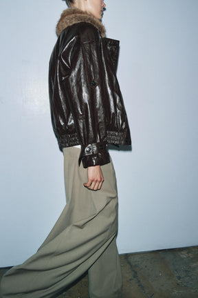 SHINY FAUX FUR COLLAR JACKET ZW COLLECTION - Image 6