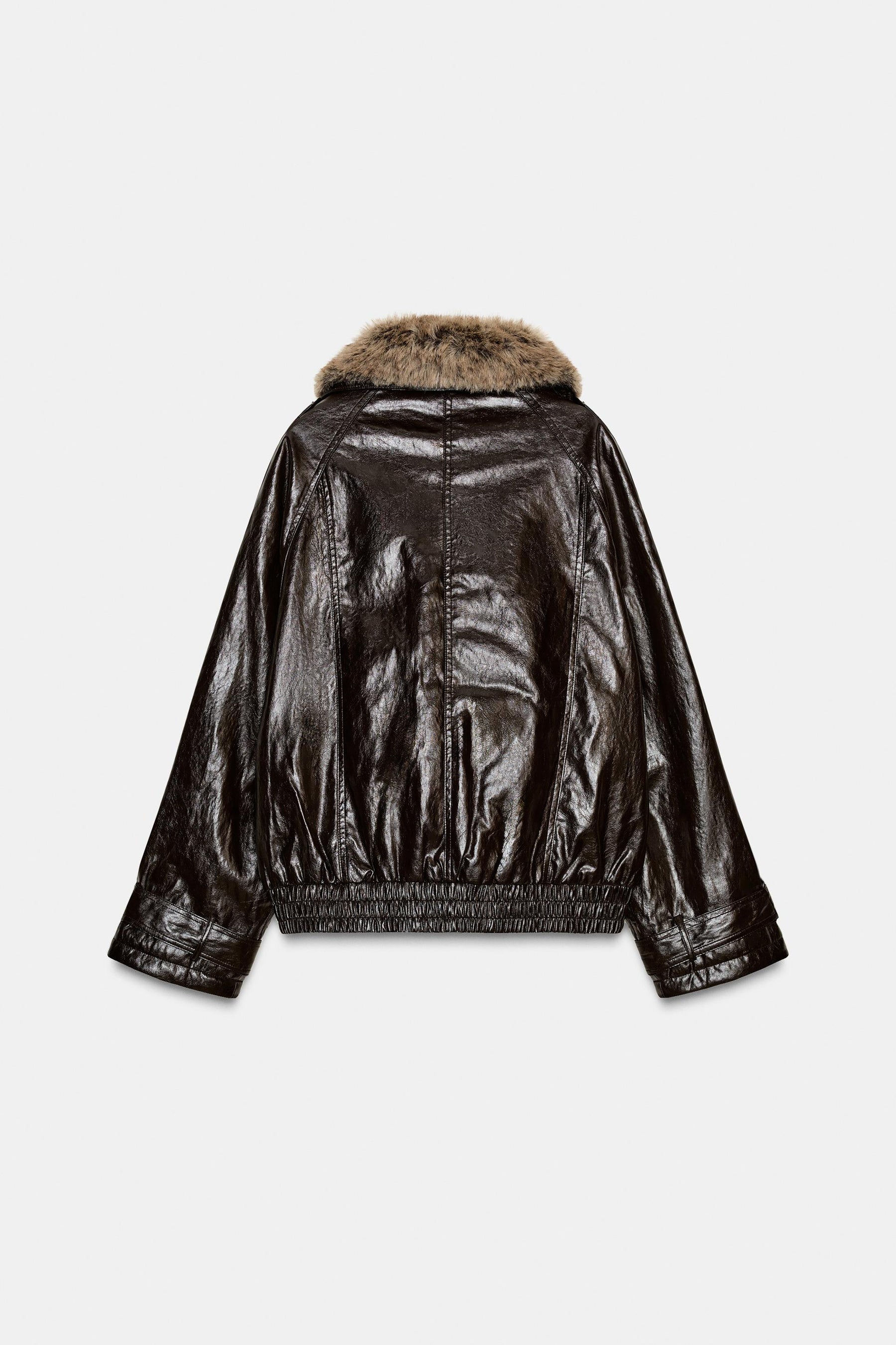 SHINY FAUX FUR COLLAR JACKET ZW COLLECTION - Image 7