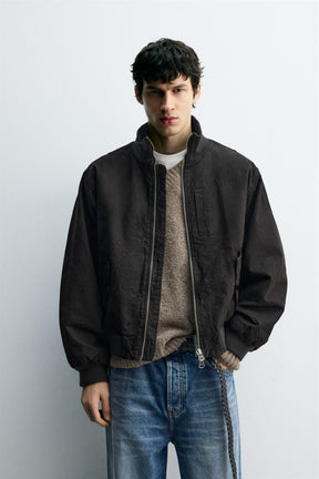 CRINKLED-EFFECT BOMBER JACKET - Image 2