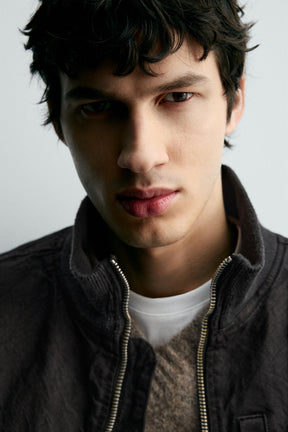 CRINKLED-EFFECT BOMBER JACKET - Image 6