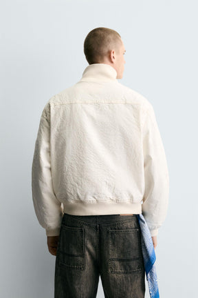 CRINKLE-EFFECT BOMBER JACKET - Image 3