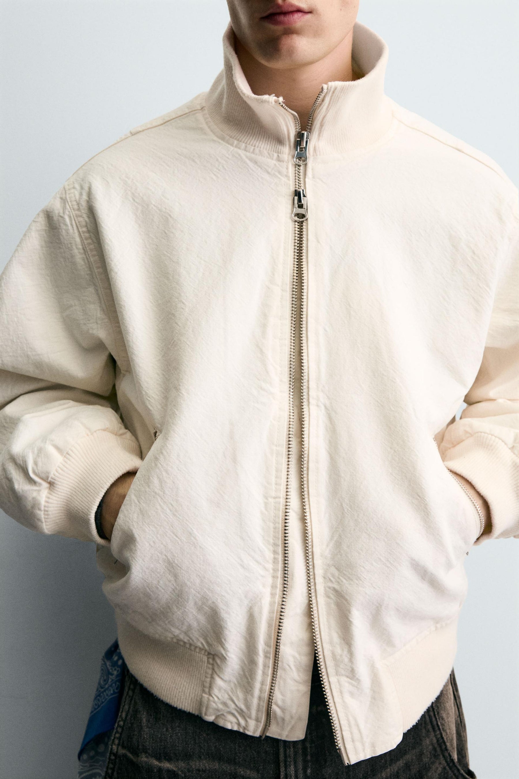 CRINKLE-EFFECT BOMBER JACKET - Image 5
