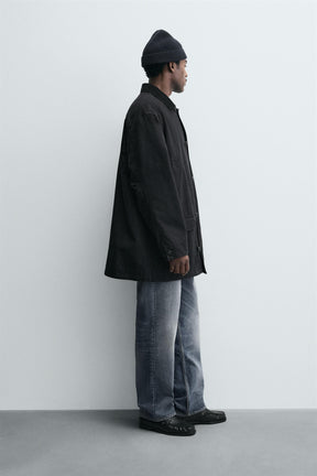 DENIM TRENCH COAT WITH CONTRAST COLLAR - Image 4