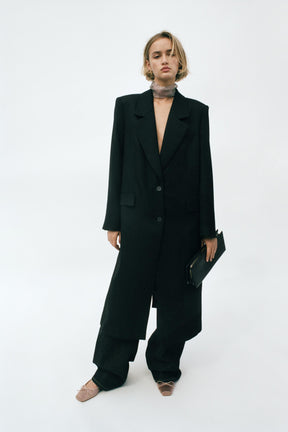 LONG COAT WITH SHOULDER PADS - Image 1